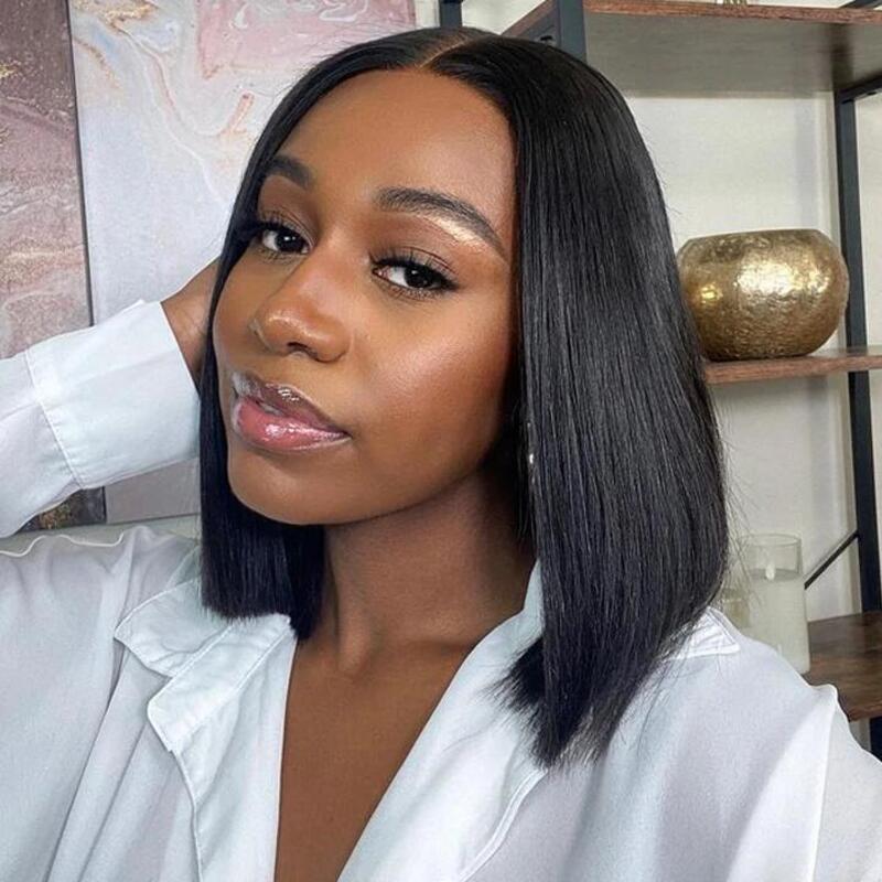 Straight V Part Bob Wig No Leave Out Upgraded U Part Wig 100% Virgin Human Hair