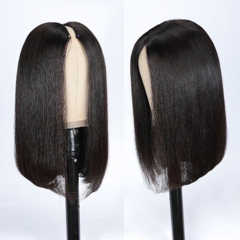 Straight V Part Bob Wig No Leave Out Upgraded U Part Wig 100% Virgin Human Hair