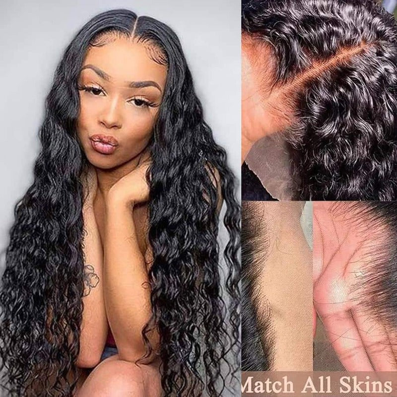 Cheetahbeauty Water Wave HD Transparent Lace Frontal Wig 100% Virgin Human Hair