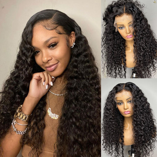 Hot Sale Water Wave 13x6 Transparent Lace Front Wig Pre-plucked