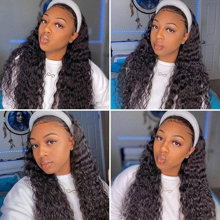 Water Wave Glueless Headband Wig 100% Cuticle Aligned Human Hair Wig