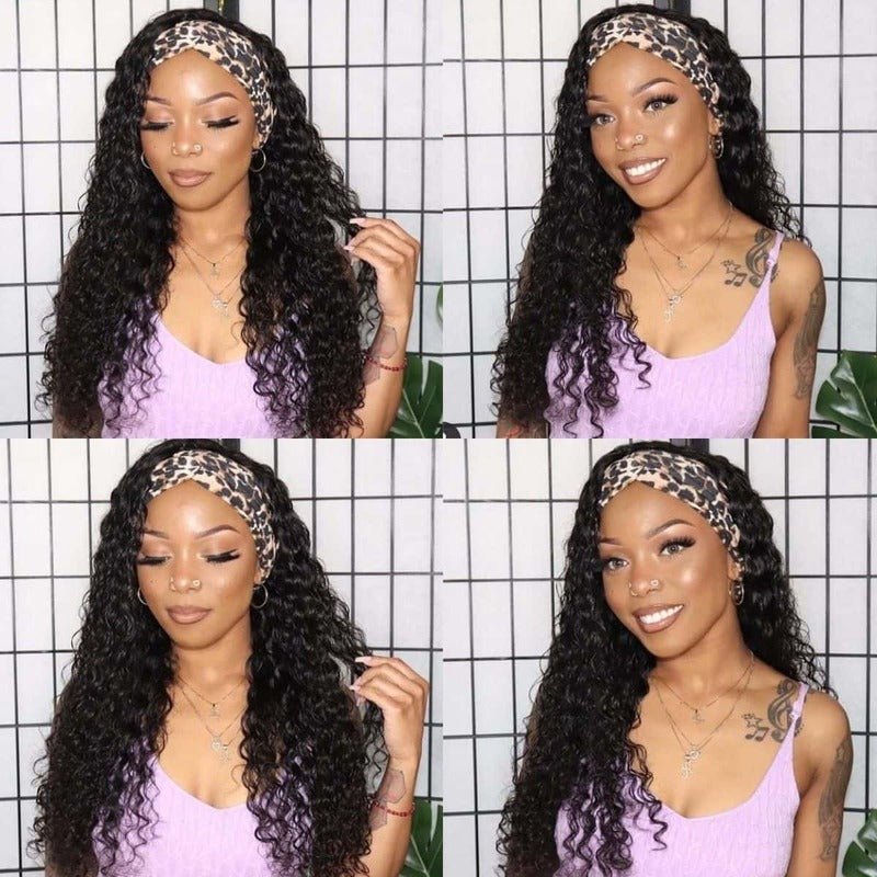 Water Wave Glueless Headband Wig 100% Cuticle Aligned Human Hair Wig