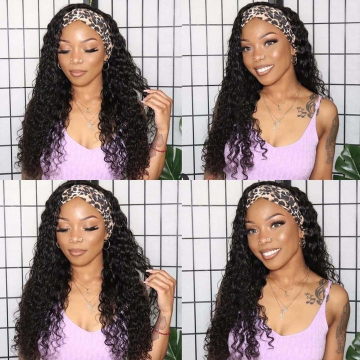 Water Wave Glueless Headband Wig 100% Cuticle Aligned Human Hair Wig