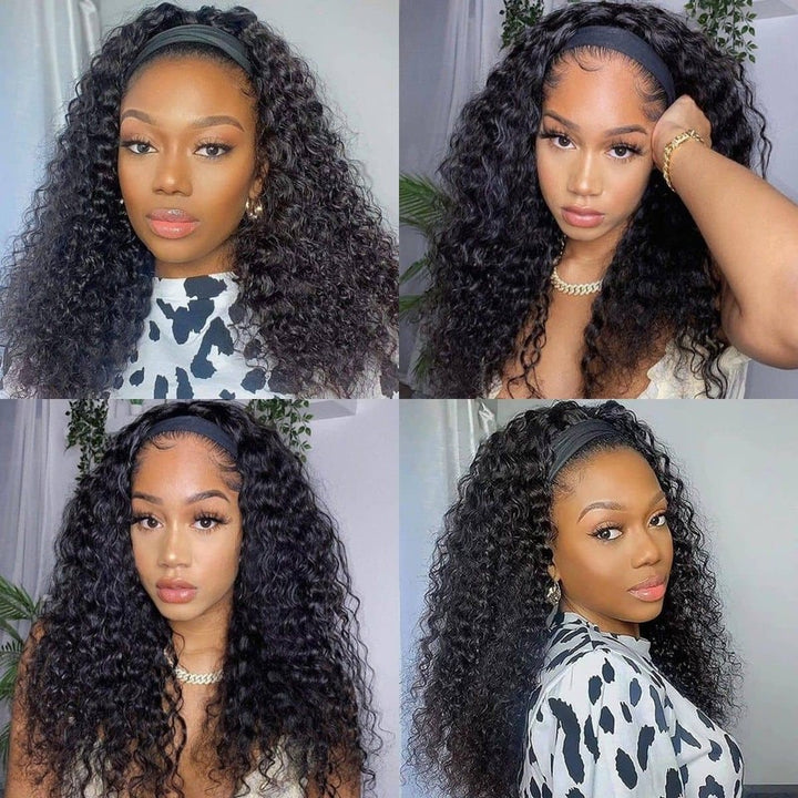 Water Wave Glueless Headband Wig 100% Cuticle Aligned Human Hair Wig