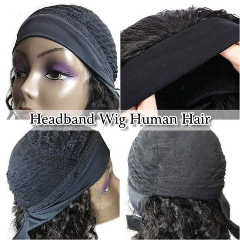 Water Wave Glueless Headband Wig 100% Cuticle Aligned Human Hair Wig