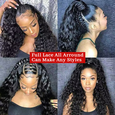 Hot Sale Water Wave Pre-plucked HD Transparent Full Lace Wig 100% Virgin Human Hair