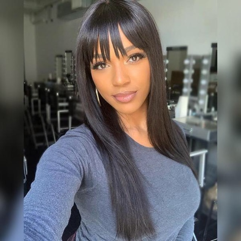 True Scalp | Realistic Yaki Straight Wig With Bangs Minimalist Undetectable Lace Wig