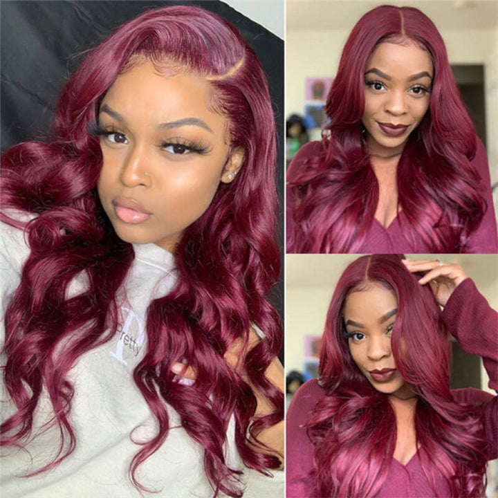 Cheetah Beauty 99J Body Wave Wig Burgundy Lace Frontal Human Hair Wig