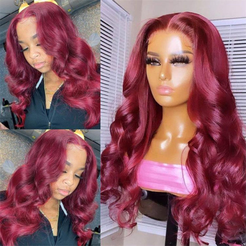 Cheetah Beauty 99J Body Wave Wig Burgundy Lace Frontal Human Hair Wig