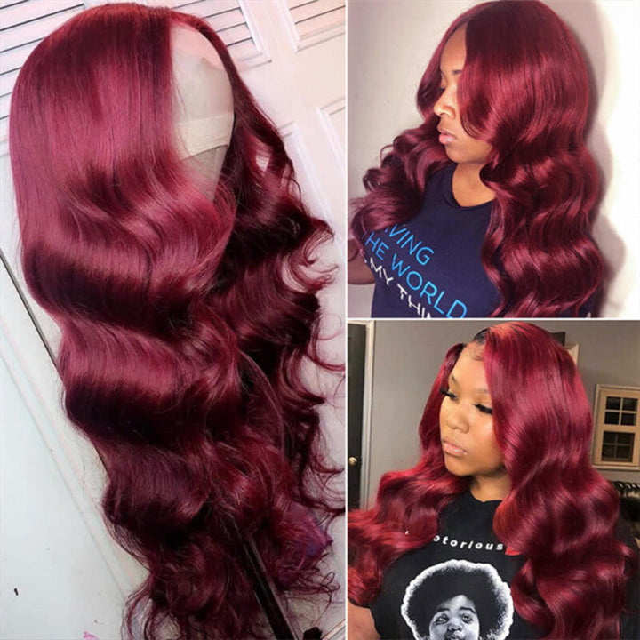 Cheetah Beauty 99J Body Wave Wig Burgundy Lace Frontal Human Hair Wig