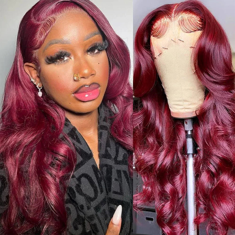 Cheetah Beauty 99J Body Wave Wig Burgundy Lace Frontal Human Hair Wig