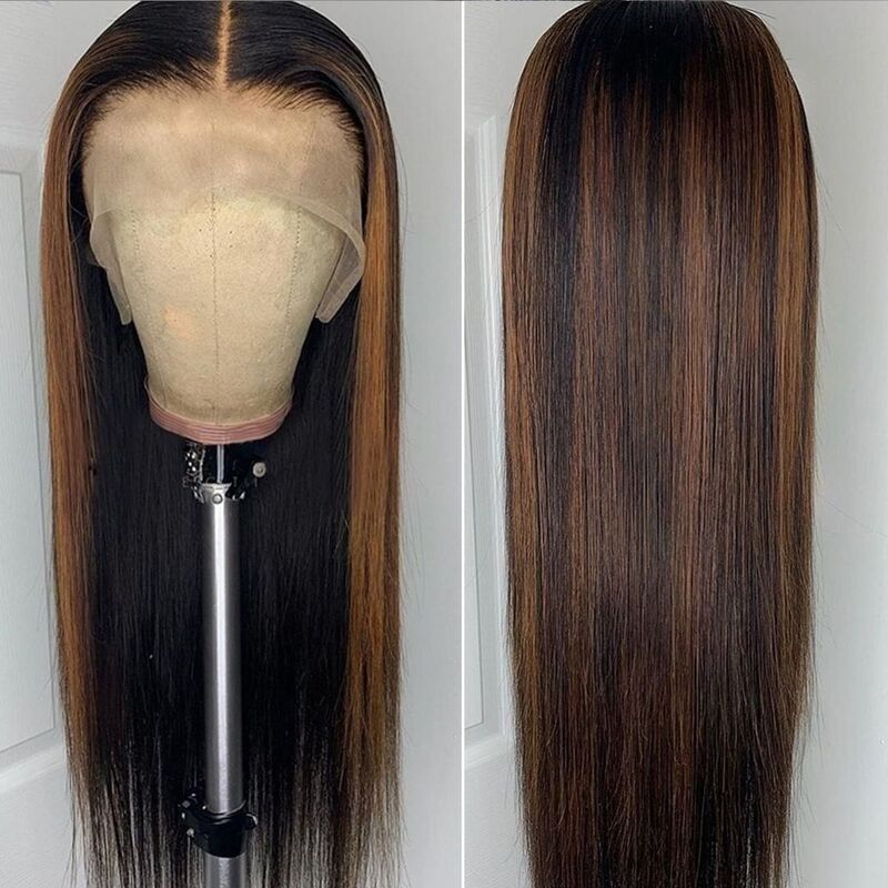 FB30 Highlight Straight Transparent Lace Front Wig 100% Virgin Human Hair