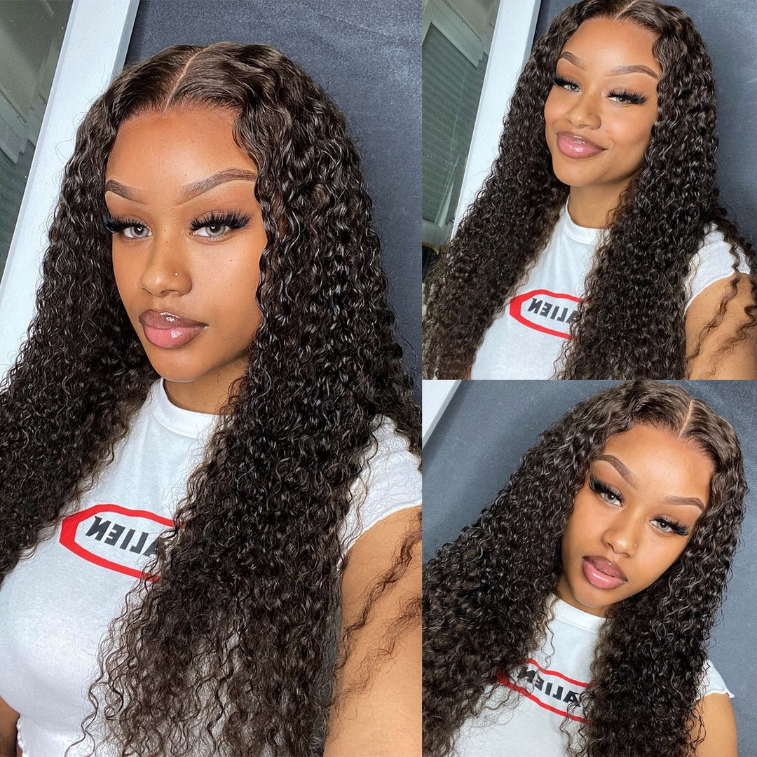 Deep Curly 13x4 HD Transparent Lace Front Wig 100% Virgin Human Hair