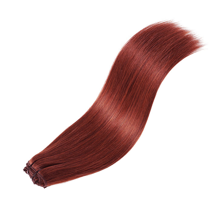 Reddish Brown Color Straight Clip In Human Hair Extensions For Black Women 8pcs With 18 Clips