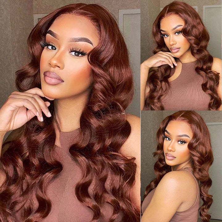 BOGO #33 Reddish Brown 13x6 Body Wave Lace Front Wig Get One For Free