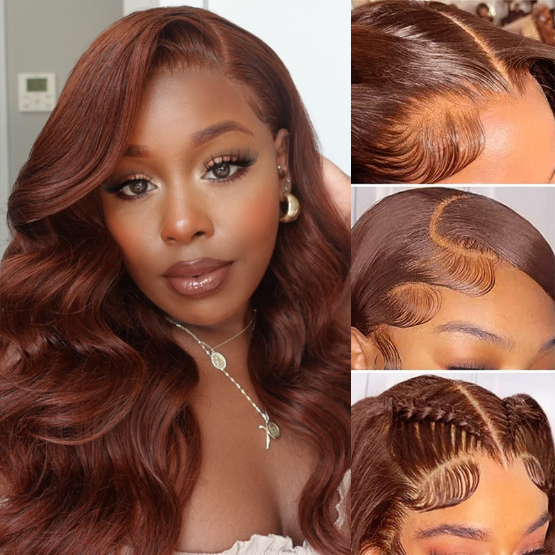 BOGO #33 Reddish Brown 13x6 Body Wave Lace Front Wig Get One For Free