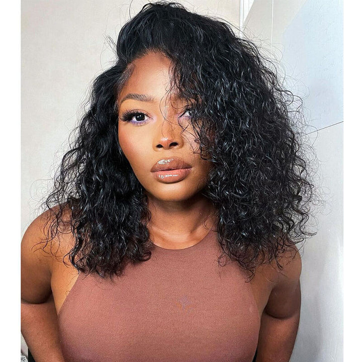 Water Wave Bob Wig 13x6 HD Transparent Lace Frontal Wig 100% Virgin Human Hair