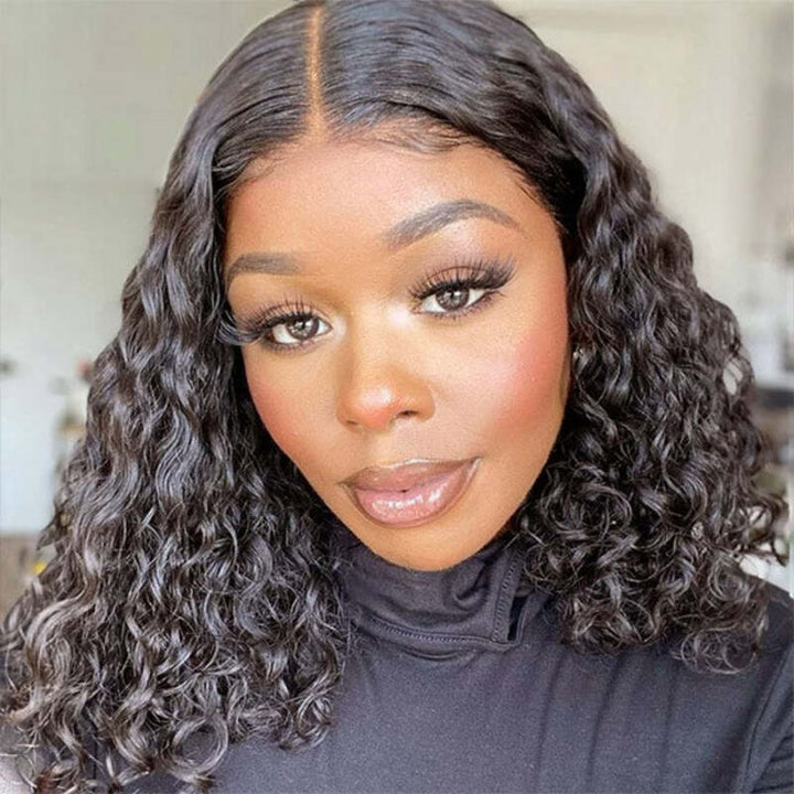 Water Wave Bob Wig 13x6 HD Transparent Lace Frontal Wig 100% Virgin Human Hair