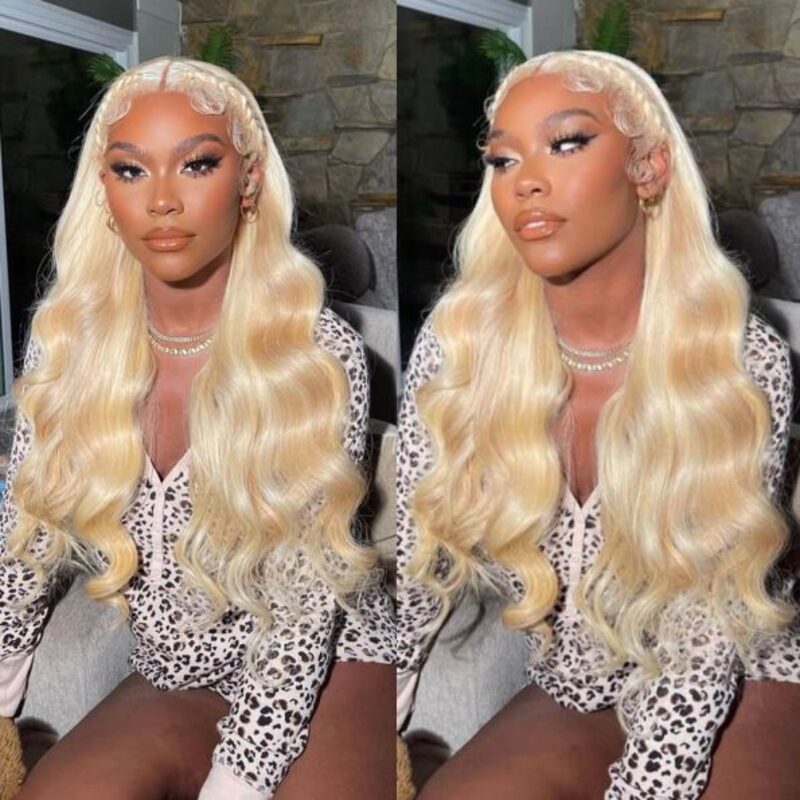 #613 Blonde Color Body Wave Wig Pre-plucked HD Lace Wig Human Hair