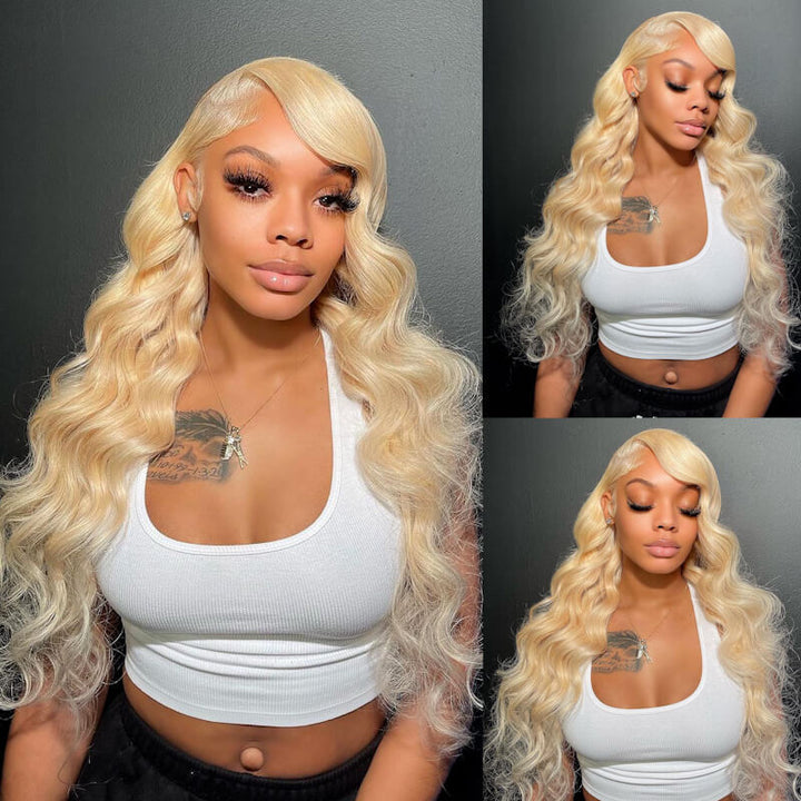 #613 Blonde Color Body Wave Wig Pre-plucked HD Lace Wig Human Hair