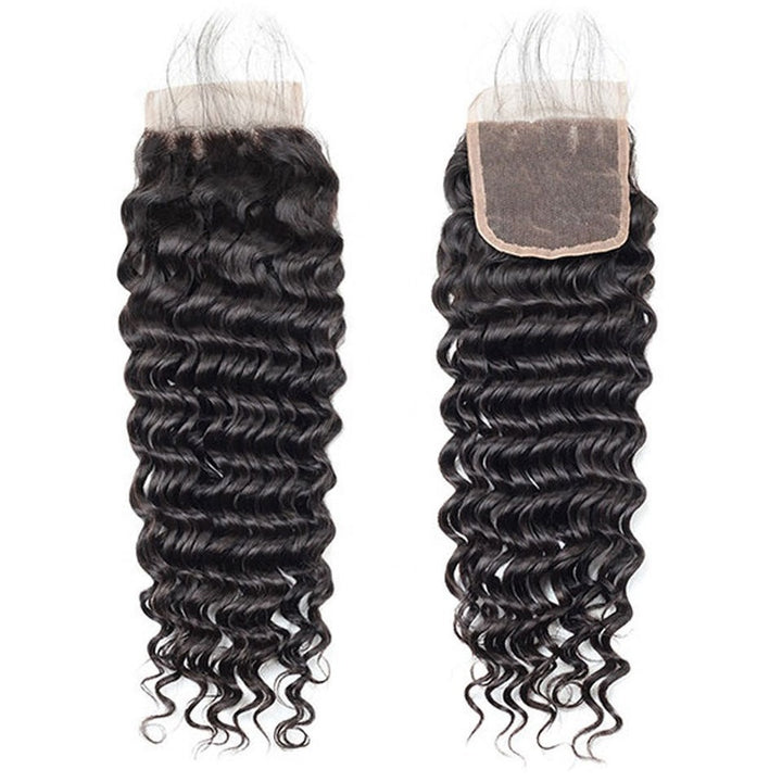 10A Deep Wave Bundles With 5x5 Lace Closure 100% Human Hair Extension