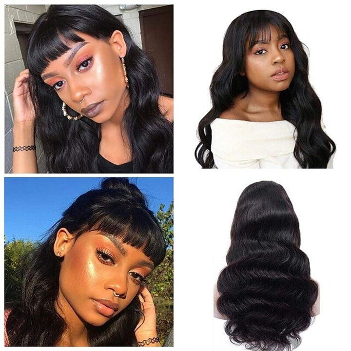 Machine Made Wig With Bang Straight Virgin 100% Human Hair Wig