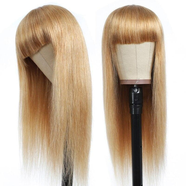 #27 Straight Honey Blonde Colored Machine Made Wig With Bang