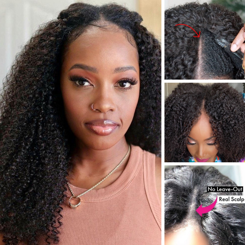 Kinky Curly V Part Wig No Leave Out CheetahBeauty Upgraded U Part Wig