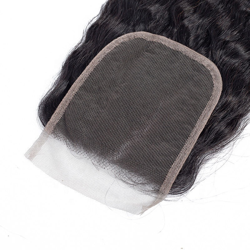 Kinky Straight Bundles With 5x5 Lace Closure 10A Human Hair Extensions