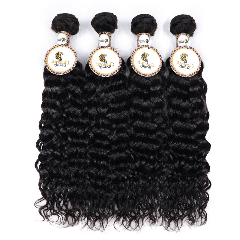 Water Wave Bundles With 360 Lace Frontal 10A Virgin Human Hair Extension