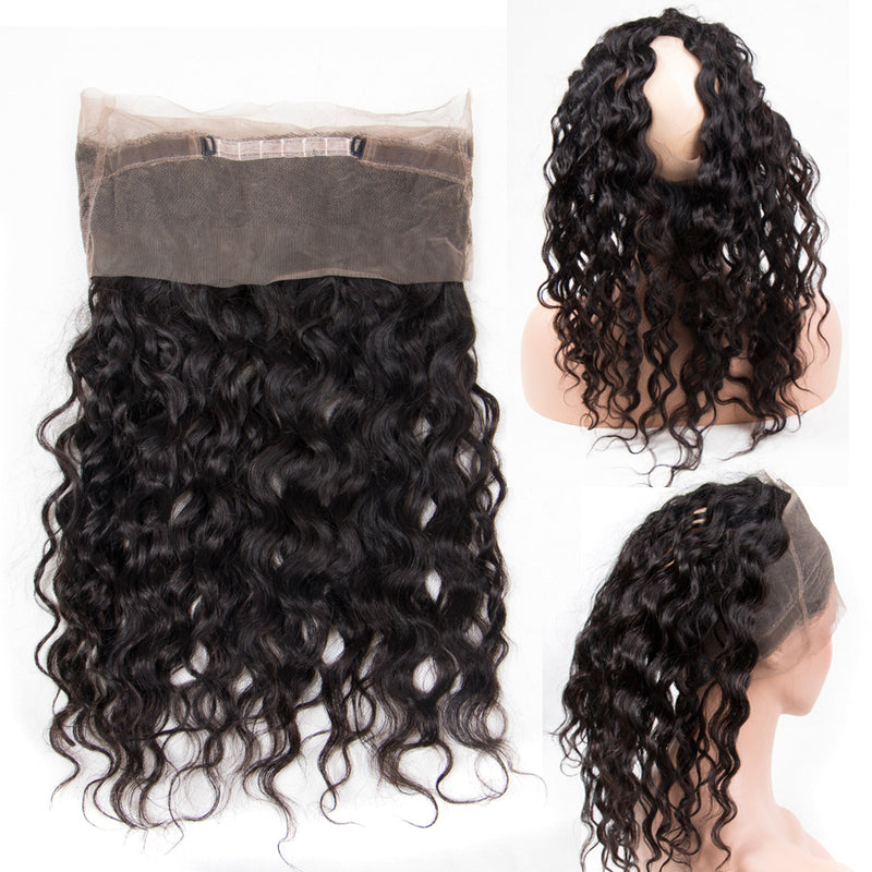 Water Wave Bundles With 360 Lace Frontal 10A Virgin Human Hair Extension