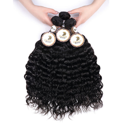 Water Wave Bundles With 5x5 Lace Closure 10A Virgin Human Hair Extension