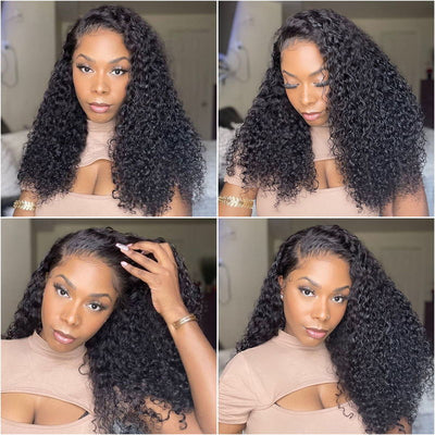 Deep Curly 13x4 HD Transparent Lace Front Wig 100% Virgin Human Hair