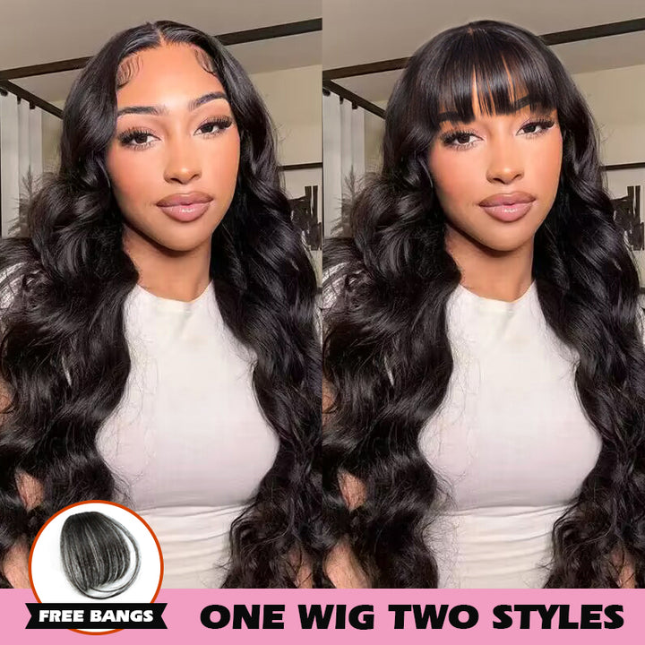 One Wig Two Styles | Glueless 5x5 Body Wave Lace Closure Wig With Removable Bangs