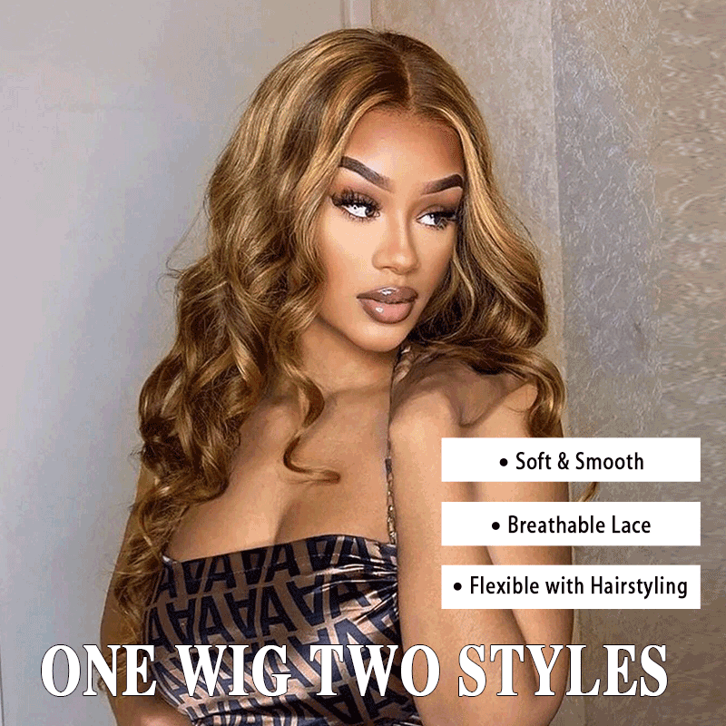One Wig Two Styles | 4/27 Highlight Body Wave Wig 13x6 Lace Front Human Hair Wig