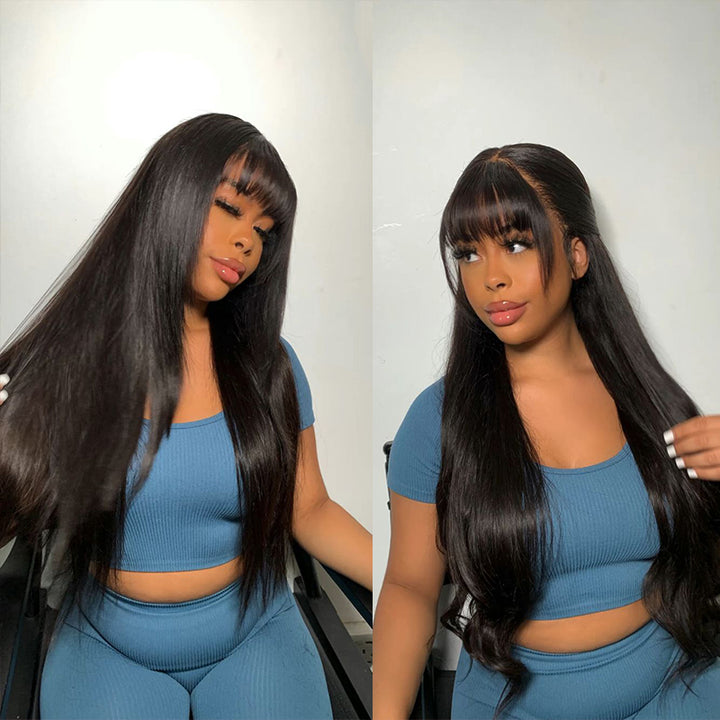 One Wig Two Styles | Glueless 5x5 Straight Lace Closure Wig With FREE Removeable Bangs