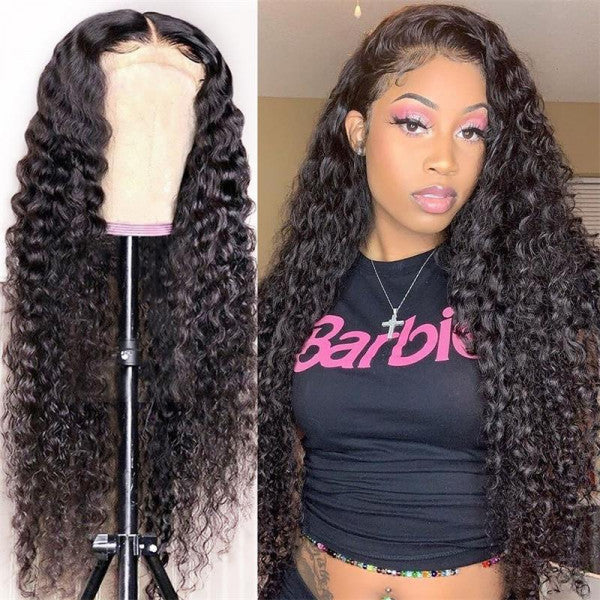 Deep Wave 13x4 HD Transparent Lace Front Wig 100% Virgin Human Hair