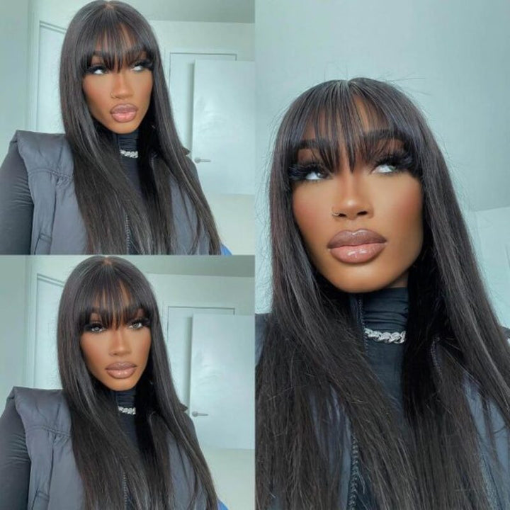 Beginner Friendly | Trendy Straight Wig With Bangs 5x5/13x6 Glueless Lace Wig With Bangs