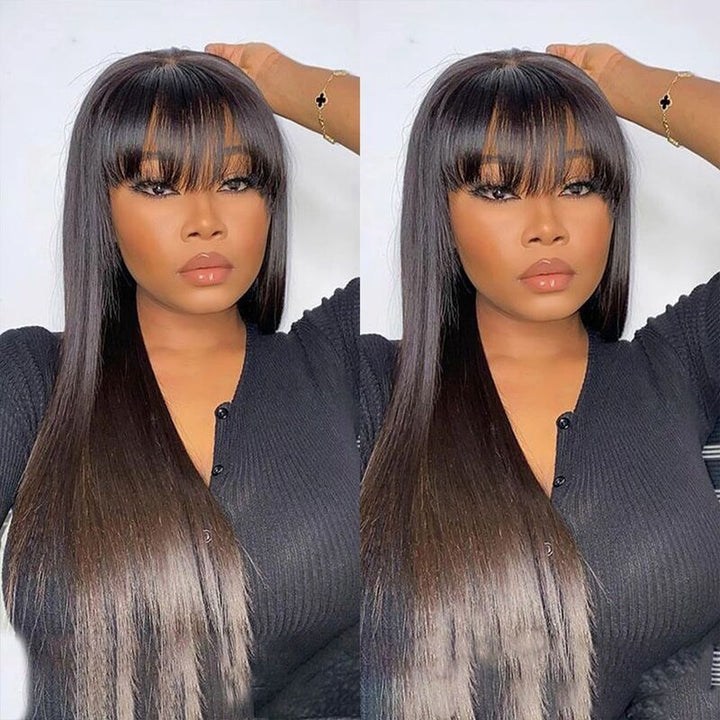 Beginner Friendly | Trendy Straight Wig With Bangs 5x5/13x6 Glueless Lace Wig With Bangs