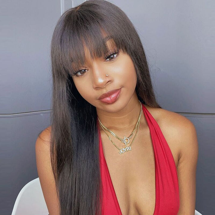 Beginner Friendly | Trendy Straight Wig With Bangs 5x5/13x6 Glueless Lace Wig With Bangs