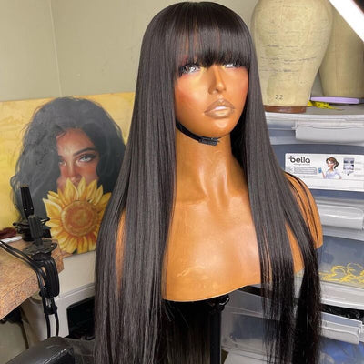 Beginner Friendly | Trendy Straight Wig With Bangs 5x5/13x6 Glueless Lace Wig With Bangs