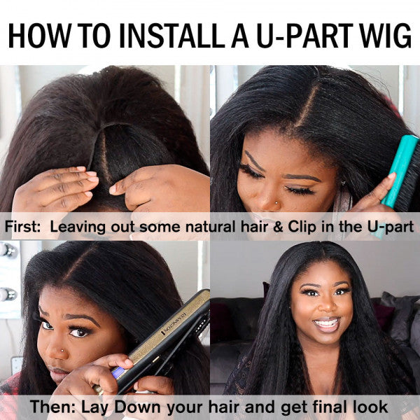 TUME32 Inch Long Length U Part Wig Kinky Straight Upgrade V Part Wigs Human Hair