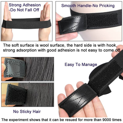 Black Elastic Band For Wigs To Melt Lace Adjustable Wig Band For Edges With Velcro To Fix Baby Hair